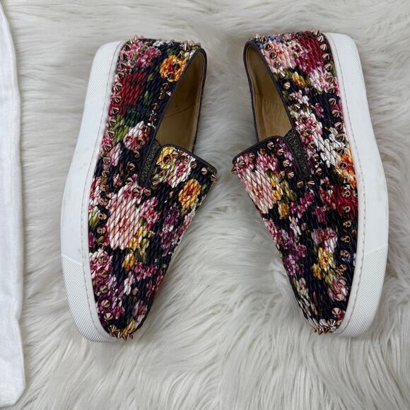 EUC • Christian‎ Louboutin PIK BOAT Quilted Floral Tissu Spike Sneaker Size: 37 - Picture 4 of 11